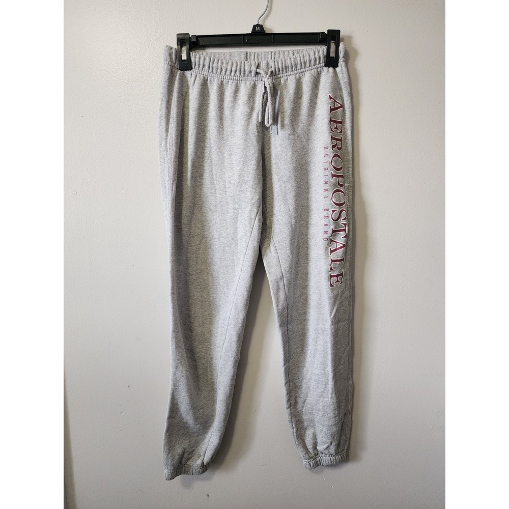 Aeropostale Heather Gray Logo Graphic Sweatpants Joggers Small Fleece Mens
